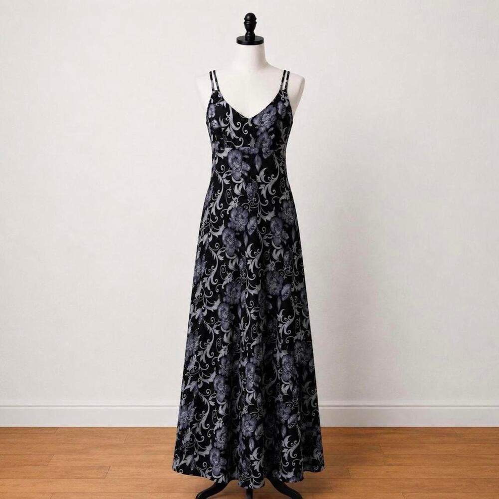 rampage black floral maxi dress - size L